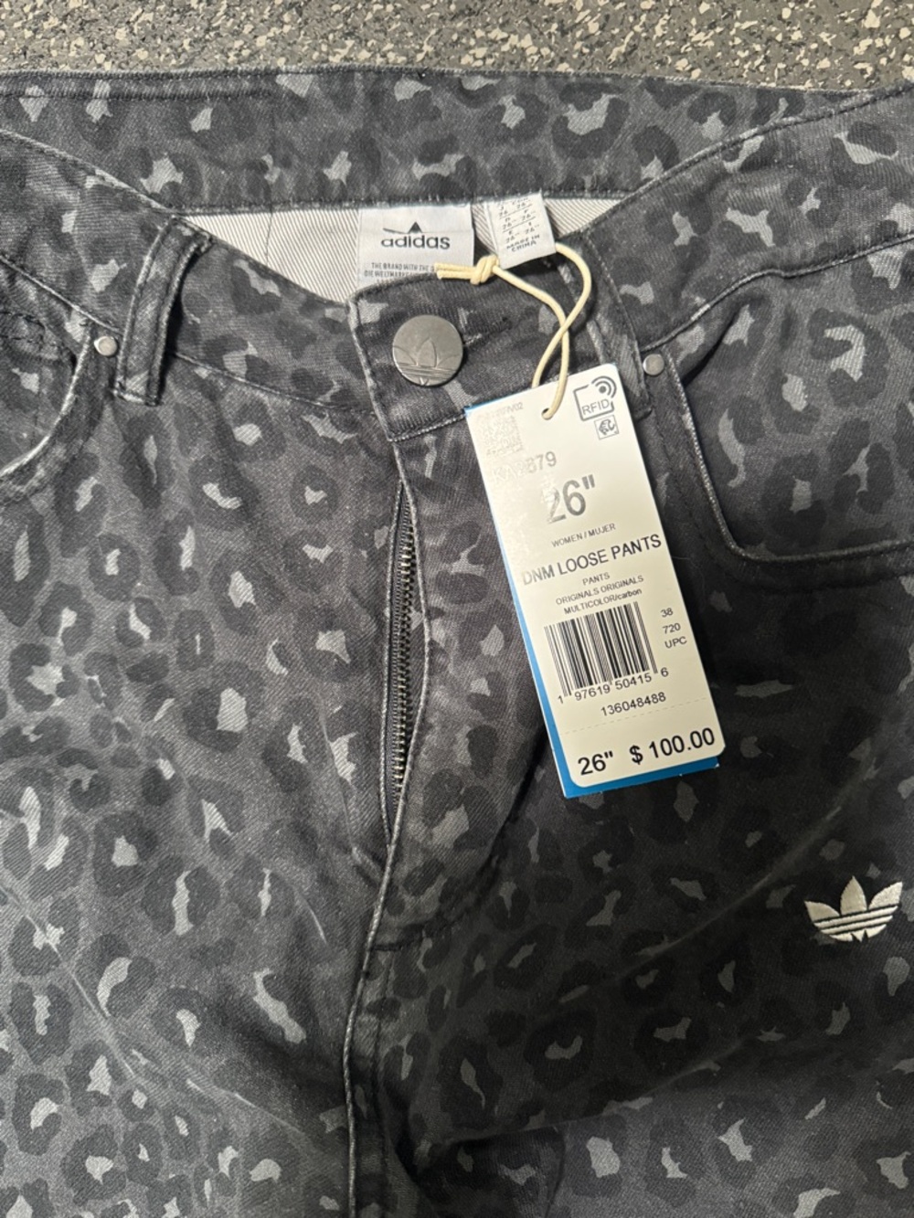 adidas Black Charcoal Leopard-Print DNM Loose Pants